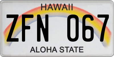 HI license plate ZFN067