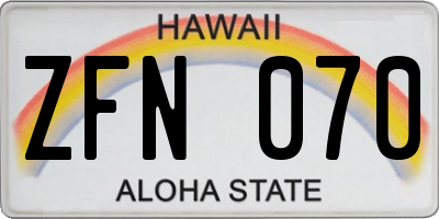 HI license plate ZFN070