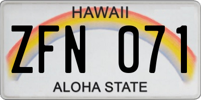 HI license plate ZFN071