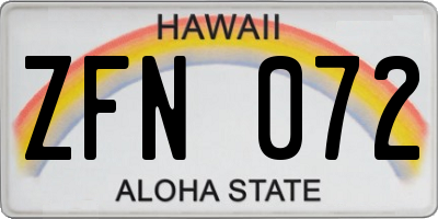 HI license plate ZFN072