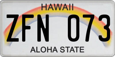 HI license plate ZFN073