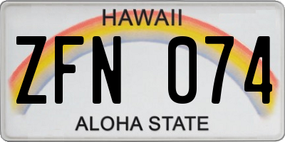 HI license plate ZFN074