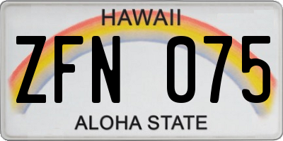 HI license plate ZFN075