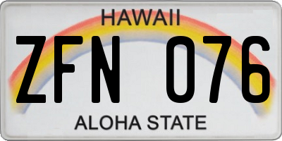 HI license plate ZFN076