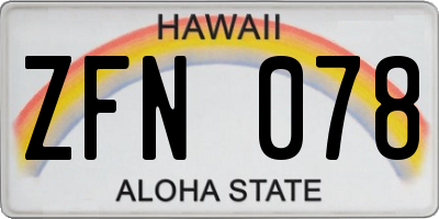 HI license plate ZFN078