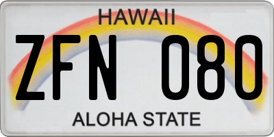 HI license plate ZFN080