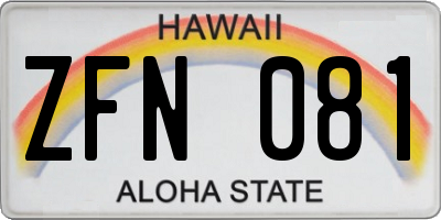 HI license plate ZFN081