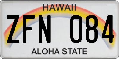 HI license plate ZFN084