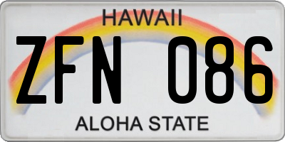 HI license plate ZFN086