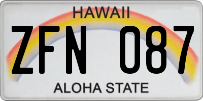 HI license plate ZFN087