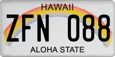 HI license plate ZFN088