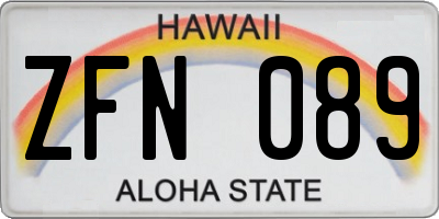 HI license plate ZFN089