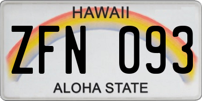 HI license plate ZFN093