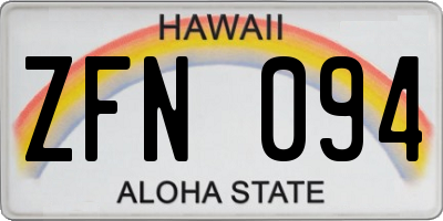 HI license plate ZFN094