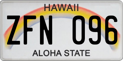 HI license plate ZFN096