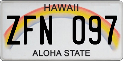 HI license plate ZFN097