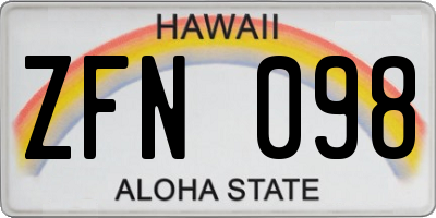 HI license plate ZFN098