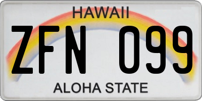 HI license plate ZFN099