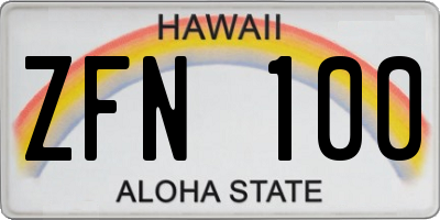 HI license plate ZFN100