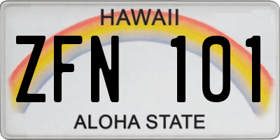 HI license plate ZFN101