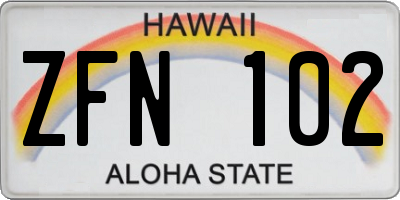 HI license plate ZFN102