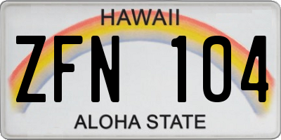 HI license plate ZFN104