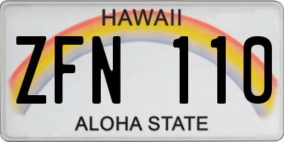 HI license plate ZFN110