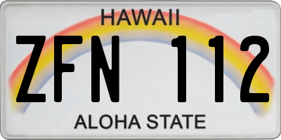 HI license plate ZFN112