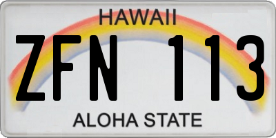 HI license plate ZFN113