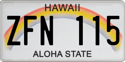 HI license plate ZFN115
