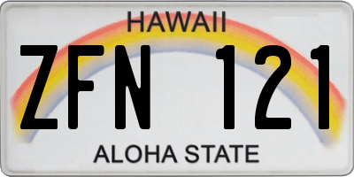 HI license plate ZFN121