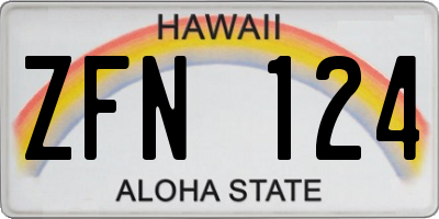 HI license plate ZFN124