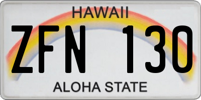 HI license plate ZFN130