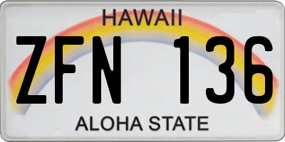 HI license plate ZFN136