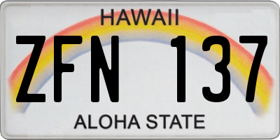 HI license plate ZFN137