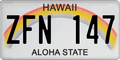 HI license plate ZFN147