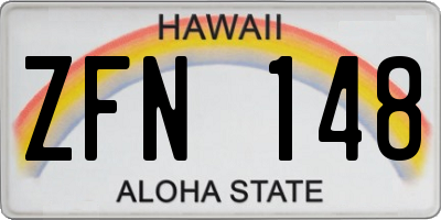 HI license plate ZFN148