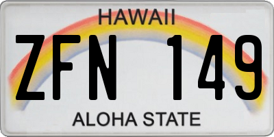 HI license plate ZFN149