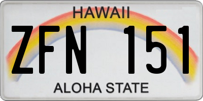 HI license plate ZFN151