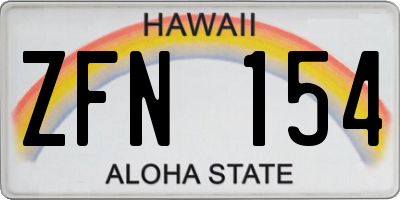 HI license plate ZFN154