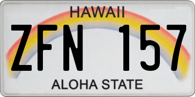 HI license plate ZFN157