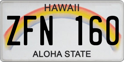 HI license plate ZFN160
