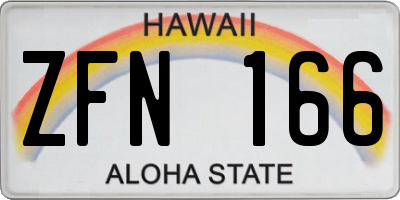 HI license plate ZFN166