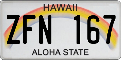 HI license plate ZFN167