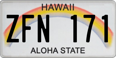 HI license plate ZFN171