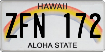 HI license plate ZFN172