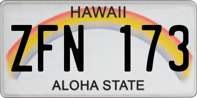 HI license plate ZFN173