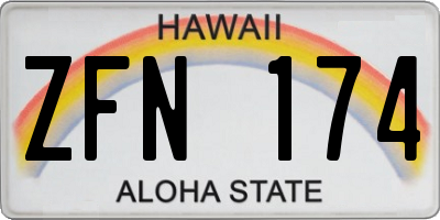 HI license plate ZFN174