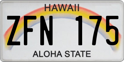 HI license plate ZFN175