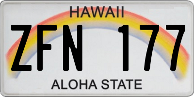 HI license plate ZFN177